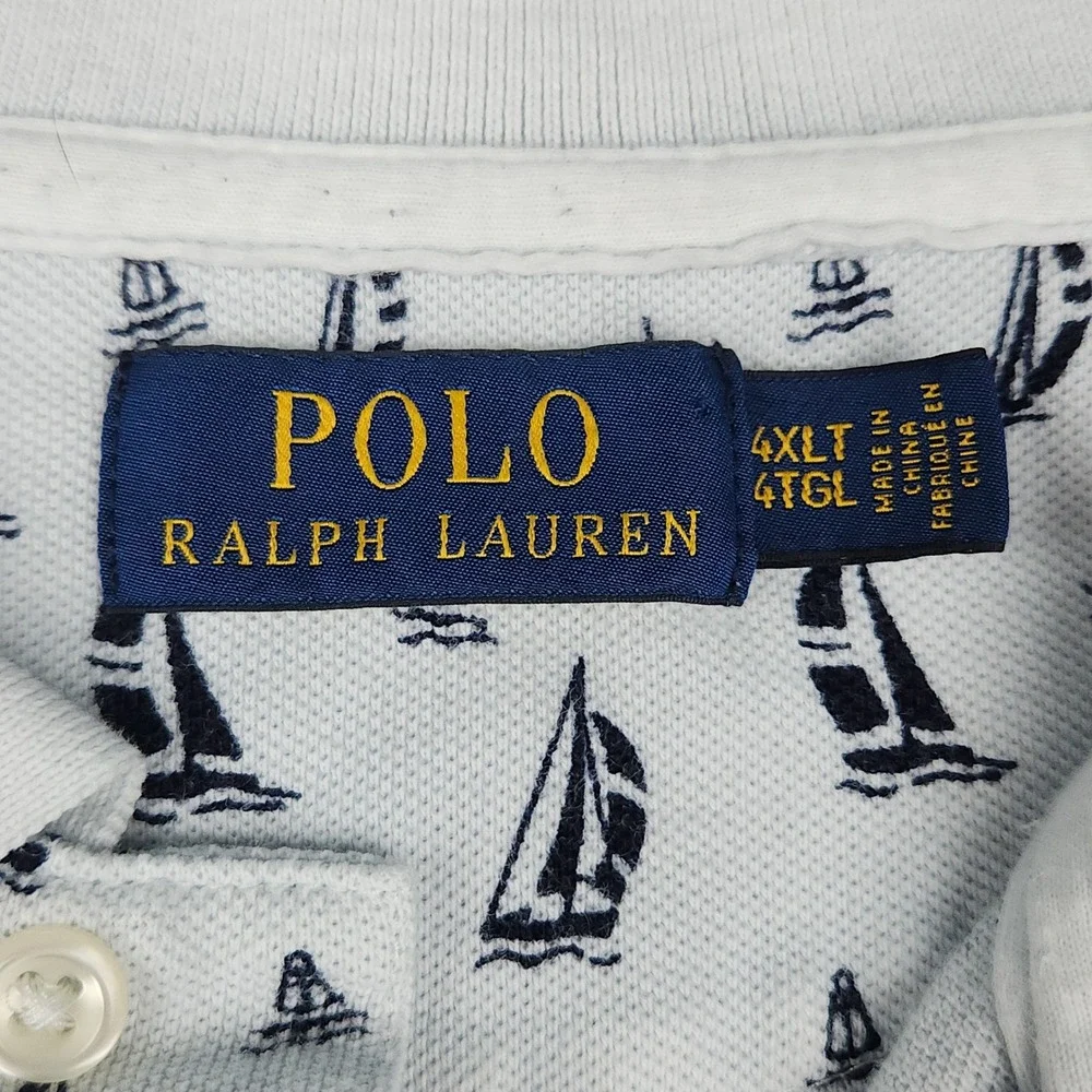 Polo Ralph Lauren Polo Shirts Lot of 2 4XLT Blue White Nautical Sailboat Beach